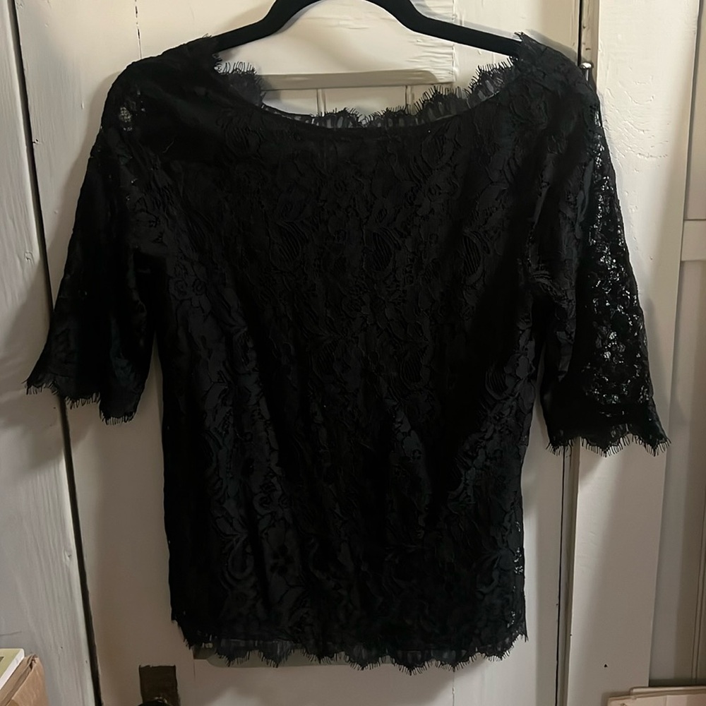 Pim + Larkin black lace top size small